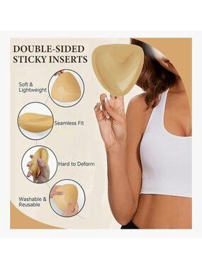 Womens Double-Sided Silicone Bra Inserts Pads Reusable Push-Up Enhancers